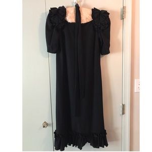 Vintage Ruffled Shoulder & Hem Dress and Sash